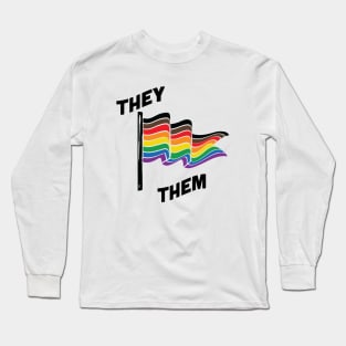 They/Them Pronouns Retro Banner Long Sleeve T-Shirt